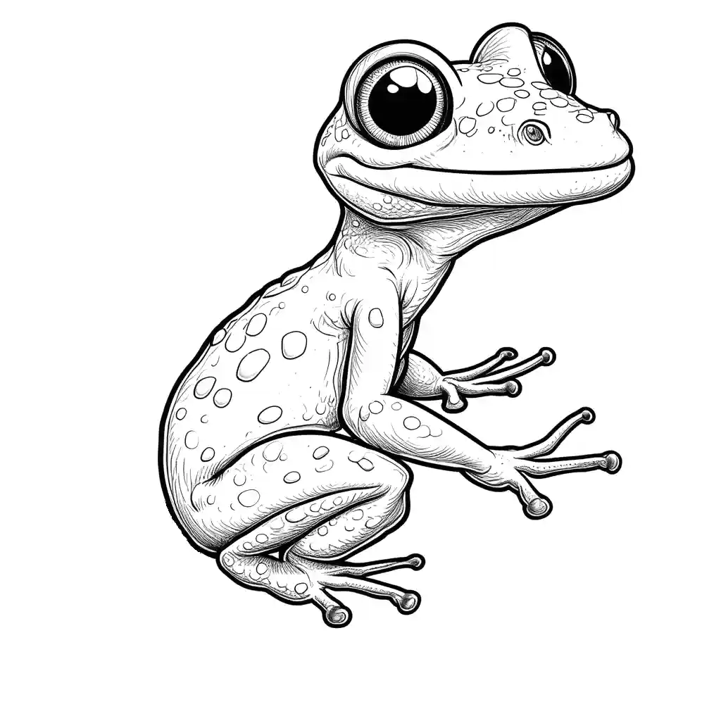 Cute Gecko outline drawing coloring page