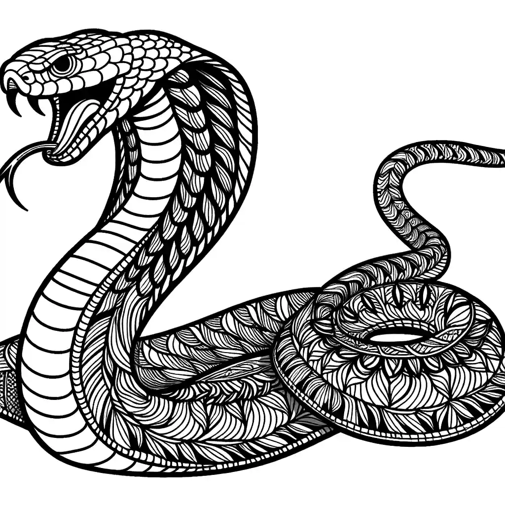 Menacing cobra line art coloring page