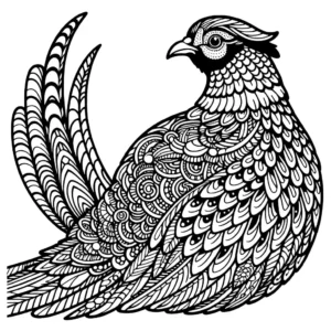Detailed pheasant coloring page with intricate feathers and patterns coloring page