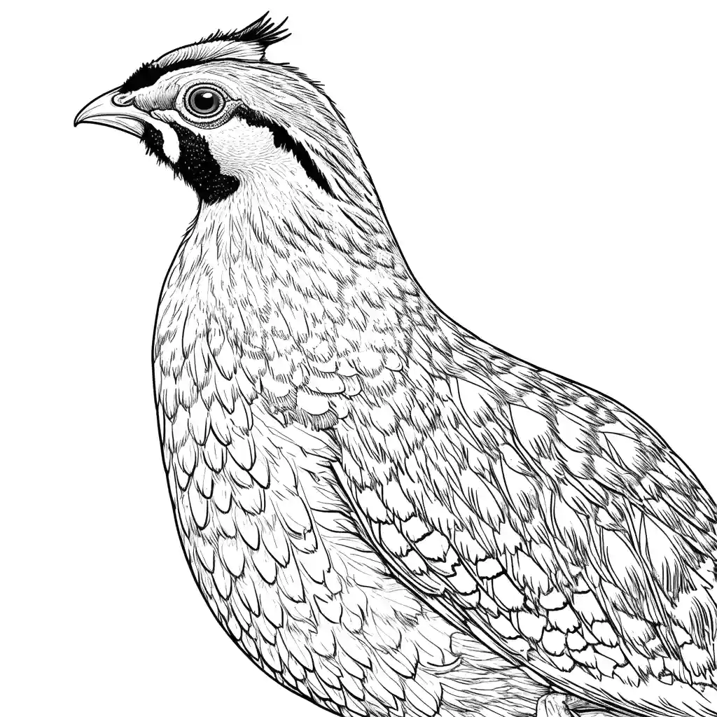 Detailed quail with intricate feather pattern coloring page