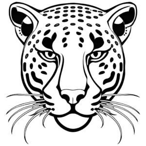 Detailed jaguar head with intense eyes and sharp teeth coloring page