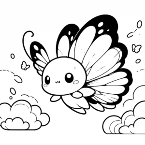 Delicate Butterfly in flight coloring page
