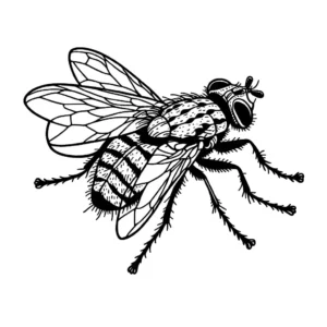 Outlined illustration of a fly for coloring page