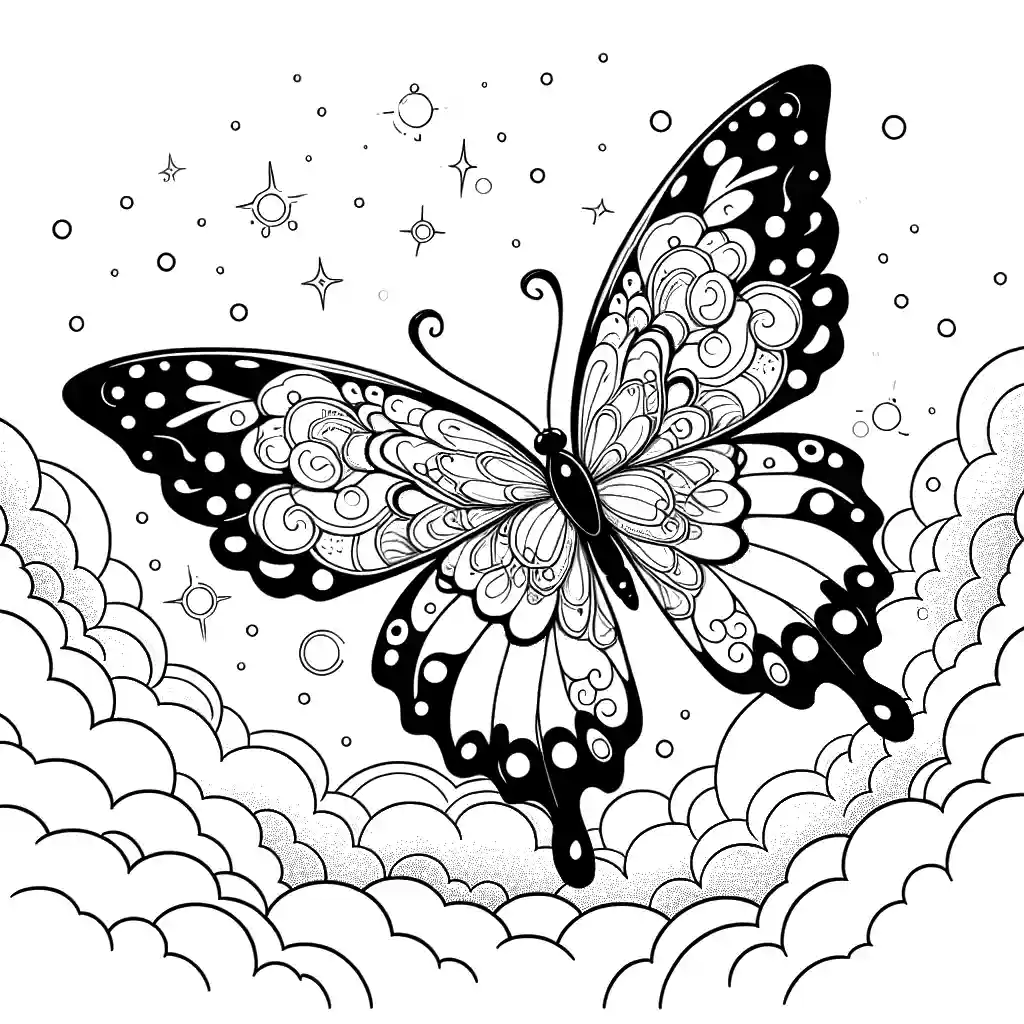 Fluttering butterfly coloring page Lulu Pages