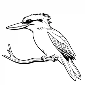 Kookaburra bird coloring page flying in cloudy sky coloring page