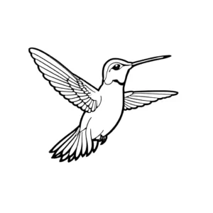 Hummingbird amidst a garden of colorful flowers coloring page