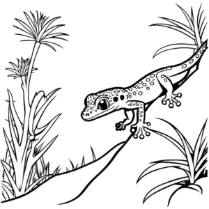 Gecko blending into its natural habitat coloring page