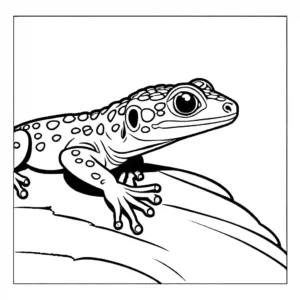 Gecko peering out from behind a rock coloring page