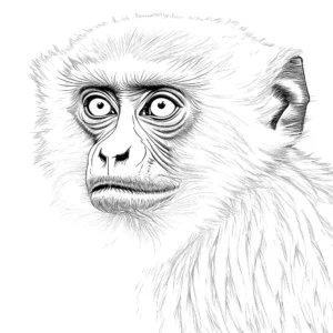 Gibbon with distinctive face coloring page
