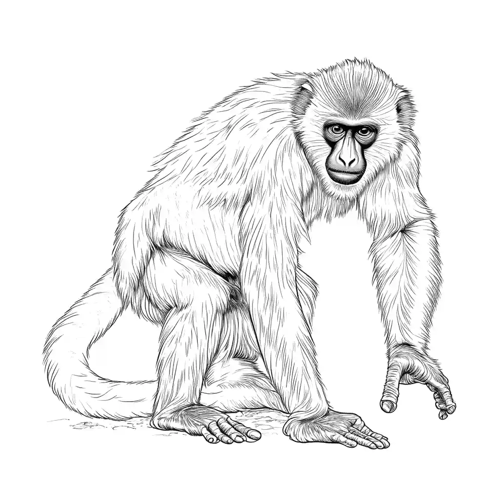 Gibbon with long arms coloring page