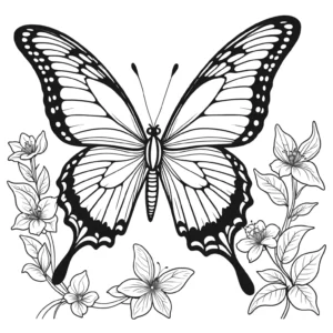 Butterfly flying in the sky coloring page