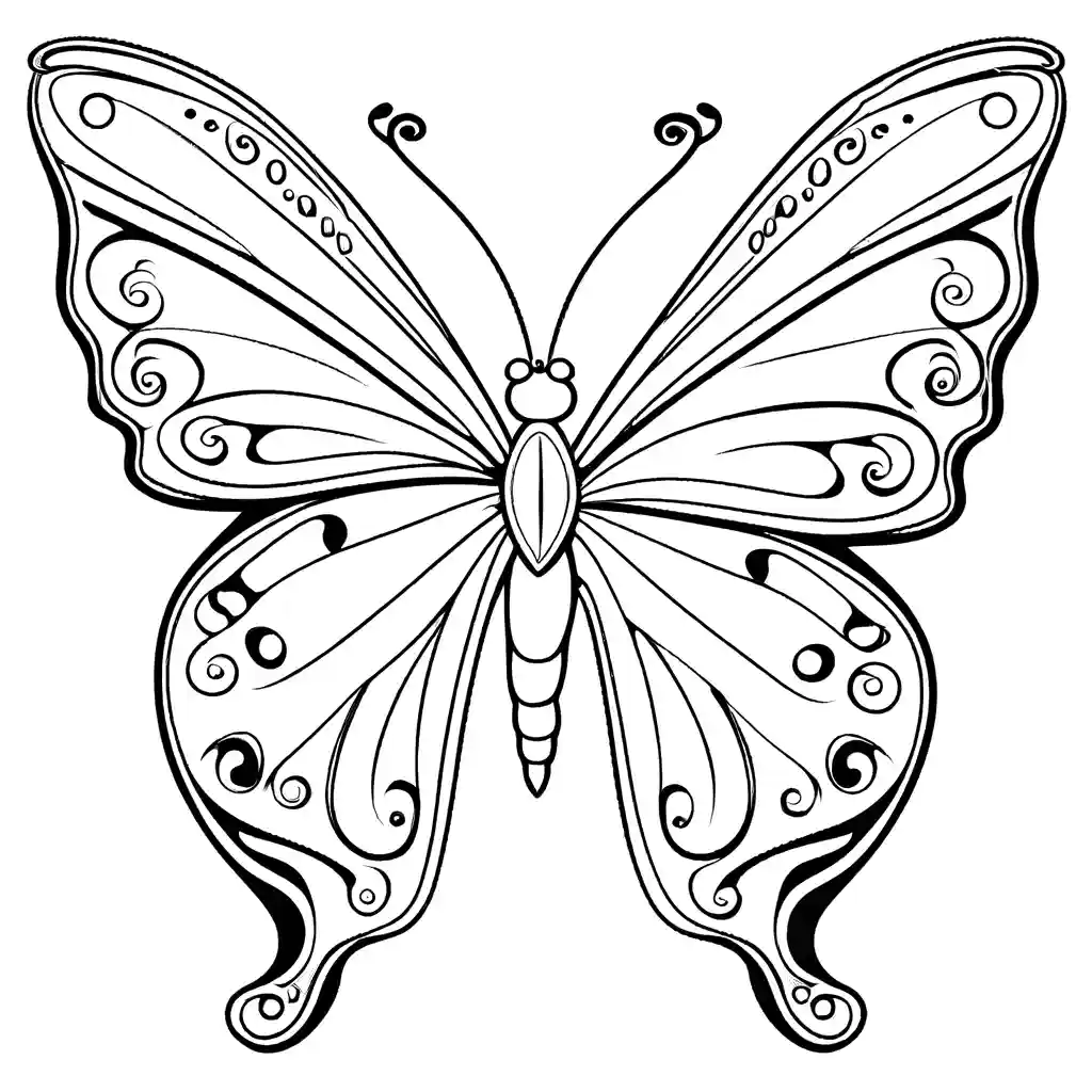 Graceful butterfly with graceful and elegant wing patterns coloring page