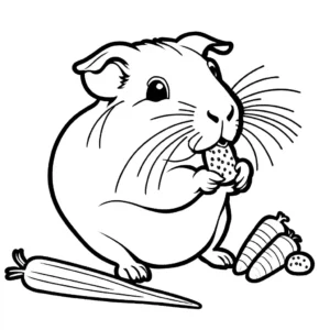 Adorable guinea pig coloring page with carrot coloring page