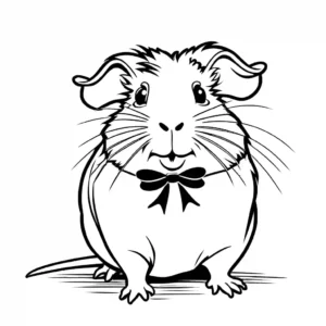 Cheerful guinea pig coloring page with a cute bow coloring page
