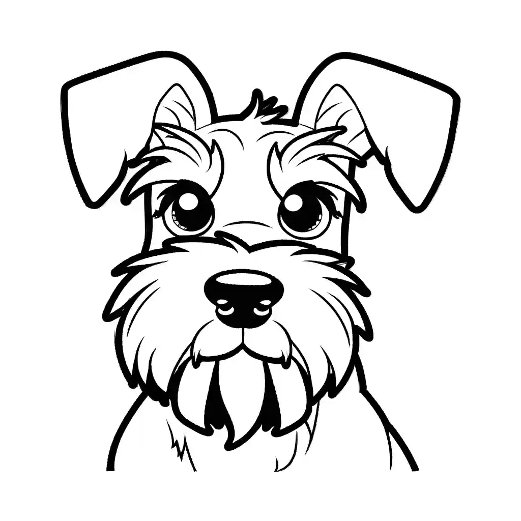 Schnauzer with a wagging tail and floppy ears coloring page