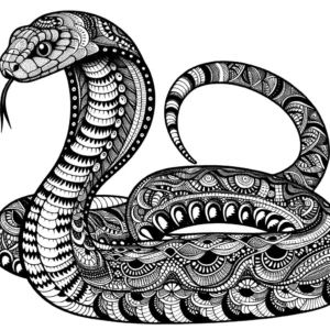 Detailed cobra outline with patterns and scales coloring page