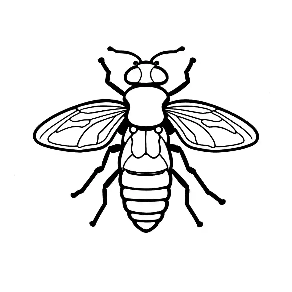 Fly coloring page with detailed wings and antennae coloring page