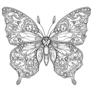 Intricate symmetrical butterfly coloring page