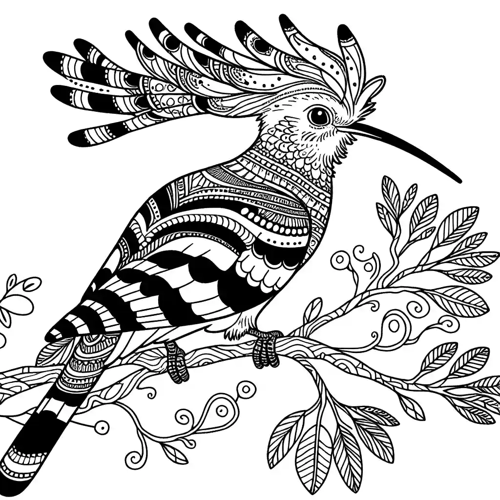 Hoopoe bird coloring page
