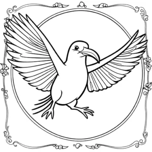 Kiwi bird coloring page with spread wings ready to take flight coloring page