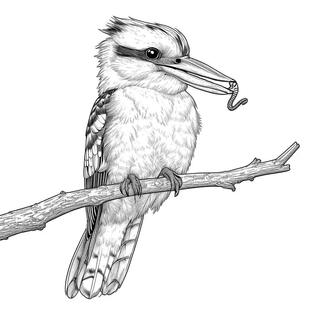 Kookaburra bird coloring page illustration coloring page