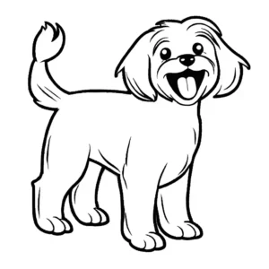 Maltese dog standing and begging for a treat coloring page