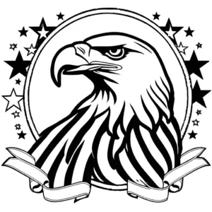 Eagle silhouette with remember ribbon on Memorial Day coloring page