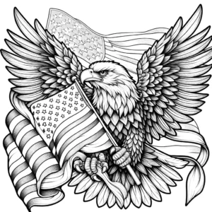 Memorial Day Eagle with American Flag coloring page