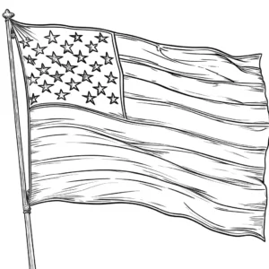 Memorial Day Flag coloring page with stars and stripes coloring page
