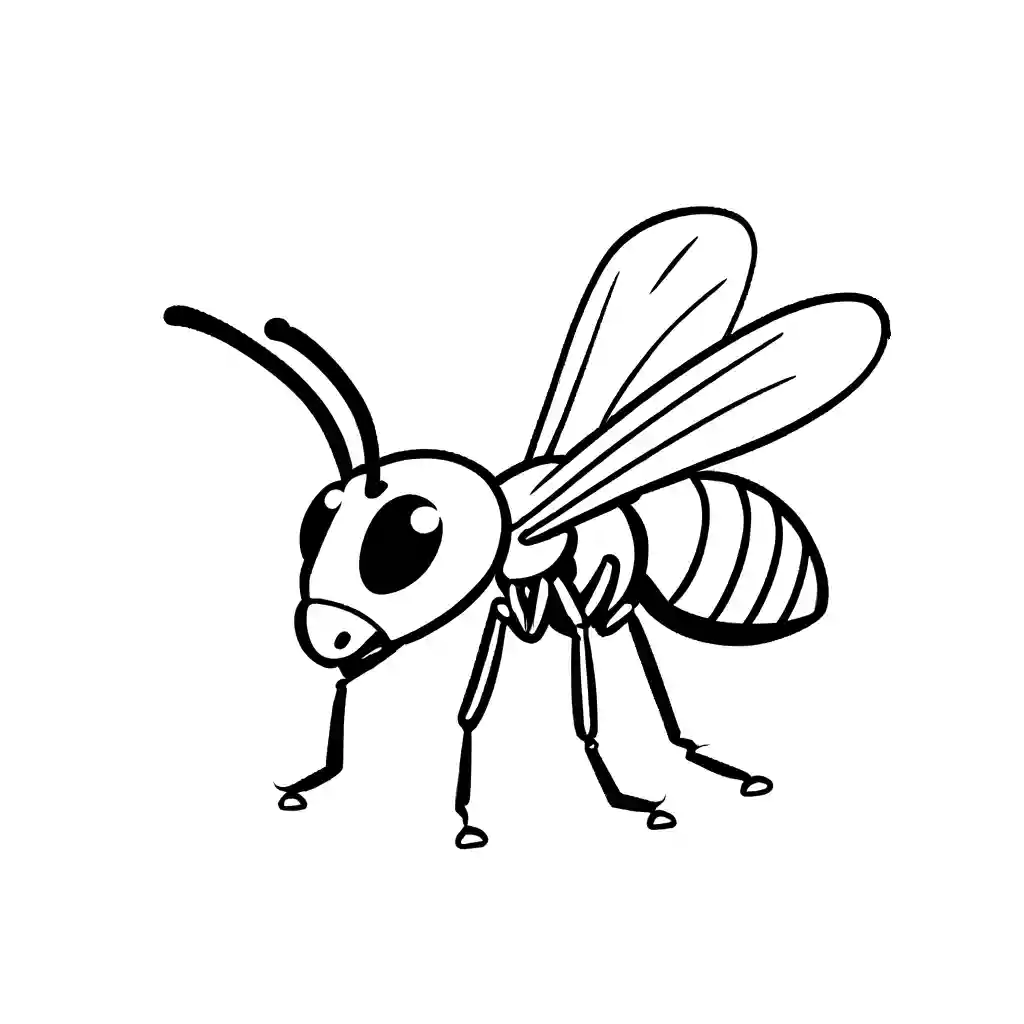 Simple ant coloring page with wings coloring page