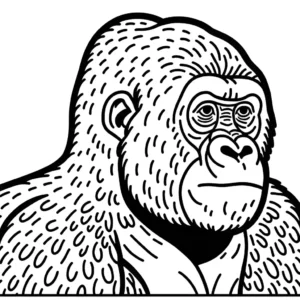 Basic outline of a gorilla coloring page