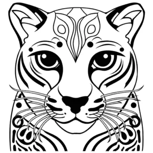 Detailed ocelot face coloring page