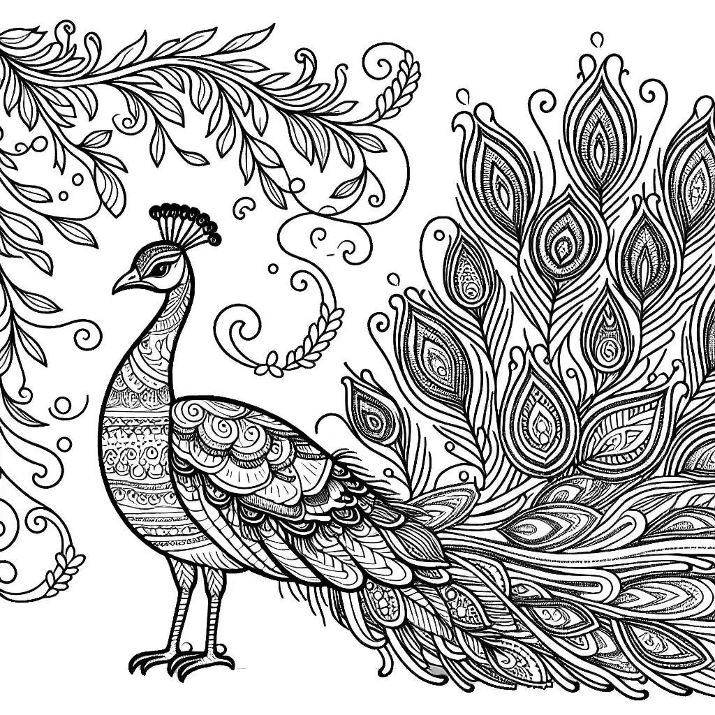 Majestic peacock coloring page Lulu Pages