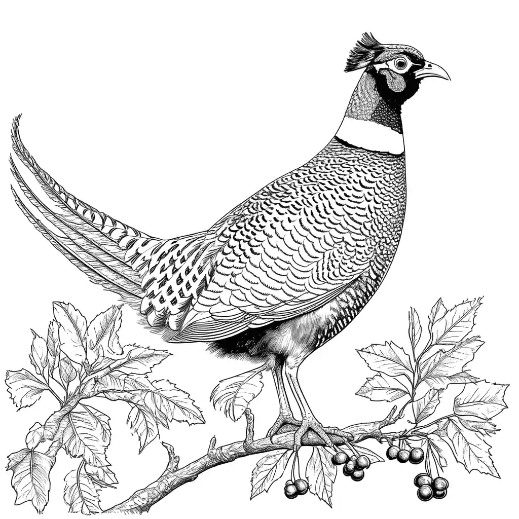 Pheasant coloring page in natural habitat coloring page