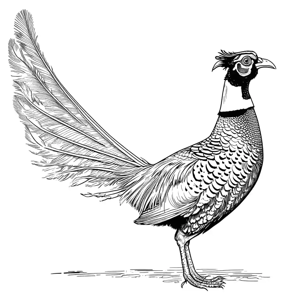 Pheasant coloring page showcasing vibrant plumage coloring page