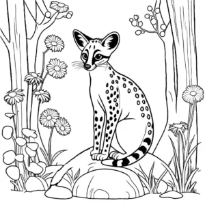 Genet coloring page in forest scenery coloring page