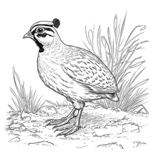 Quail bird coloring page with bush coloring page