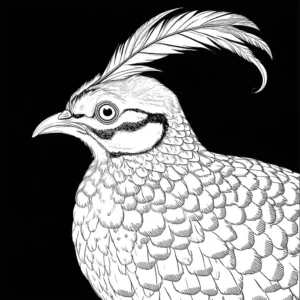Quail with unique feather pattern and crest coloring page