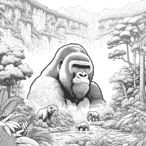 Gorilla in the Jungle Coloring Page