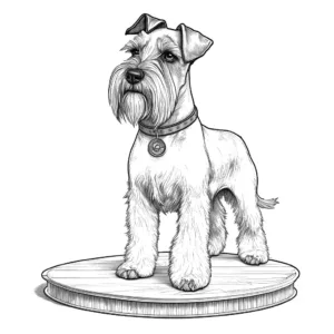 Schnauzer Dog Standing on Podium Illustration for Coloring coloring page