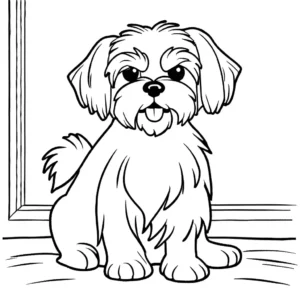 Maltese dog resting on a soft pillow coloring page