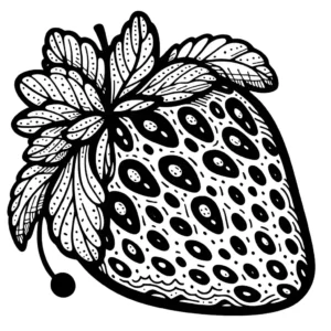 Ripe strawberry outline coloring page for kids and adults coloring page