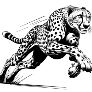 Cheetah coloring page with high-speed running pose coloring page