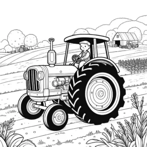 Rural tractor coloring page