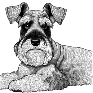 Schnauzer dog line art illustration coloring page