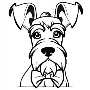 Schnauzer with a bow on its ear coloring page
