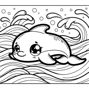 Dolphin swimming in the ocean coloring page