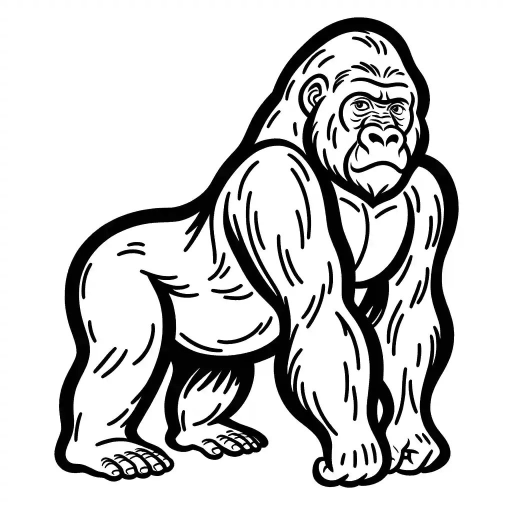 Simple gorilla line drawing coloring page