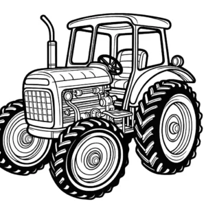 Outline of a tractor with large wheels and a driver's seat coloring page