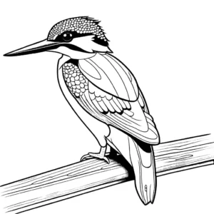Sleek Kingfisher coloring page perched on dock coloring page
